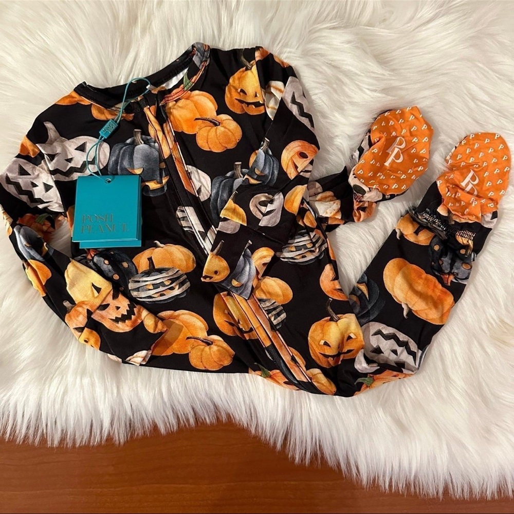 Posh Peanut Hitch Halloween Zipper Footie Pajama 6-9 month baby boy girl